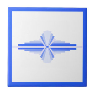 Art deco elements in rich blue tile