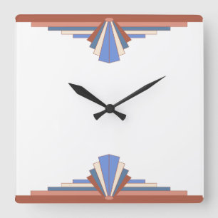 Art deco elements in rose gold & blue01 square wall clock