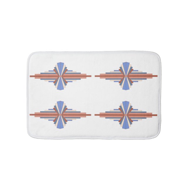 Art deco elements in rose gold & blue bath mat (Front)