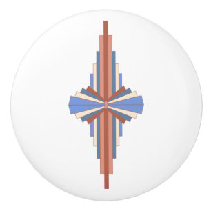 Art deco elements in rose gold & blue ceramic knob