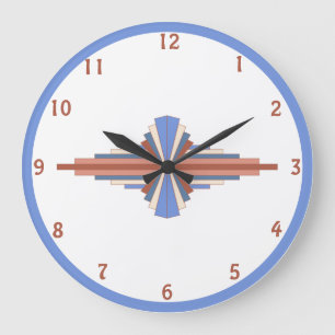 Art deco elements in rose gold & blue large clock