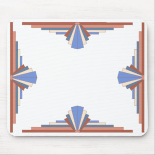 Art deco elements in rose gold & blue mouse mat