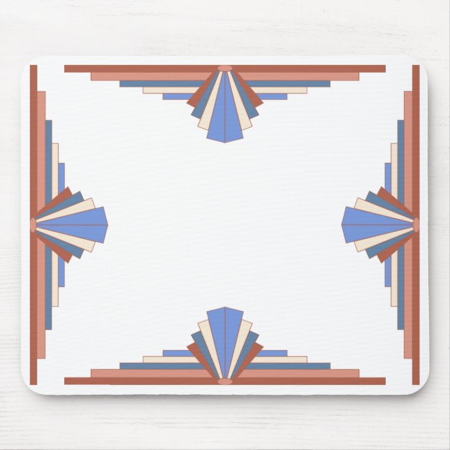 Art deco elements in rose gold & blue mouse mat (Front)