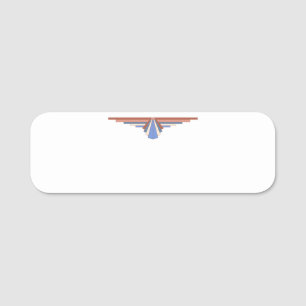 Art deco elements in rose gold & blue name tag