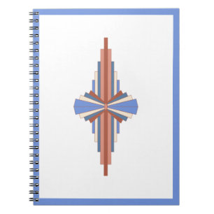 Art deco elements in rose gold & blue notebook
