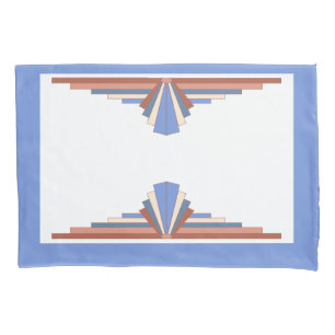 Art deco elements in rose gold & blue pillowcase