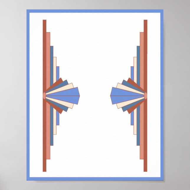 Art deco elements in rose gold & blue poster (Front)