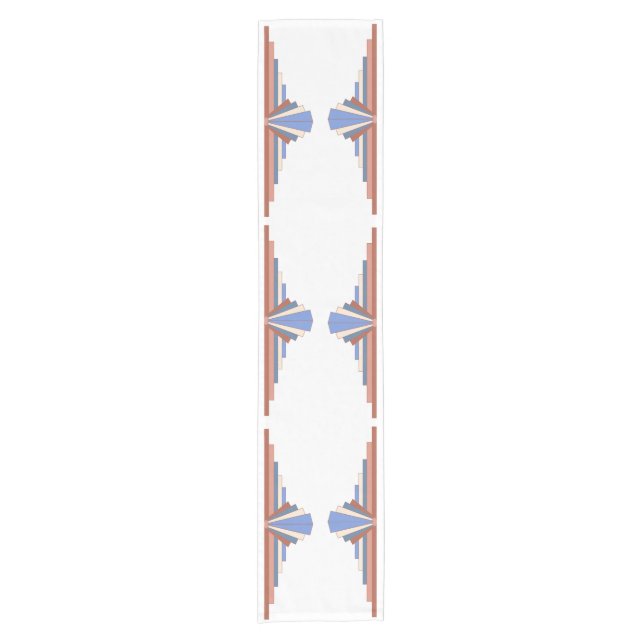 Art deco elements in rose gold & blue short table runner (Front)