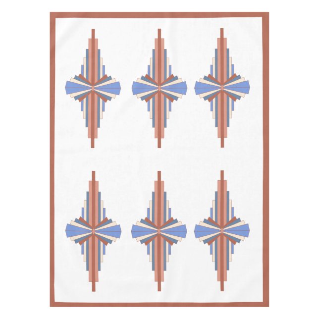 Art deco elements in rose gold & blue tablecloth (Front)
