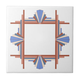 Art deco elements in rose gold & blue tile