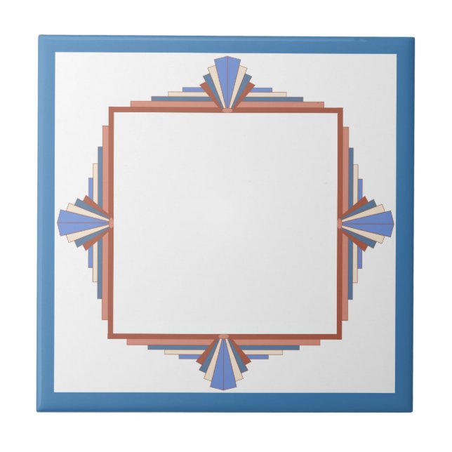 Art deco elements in rose gold & blue tile (Front)