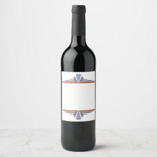 Art deco elements in rose gold & blue wine label