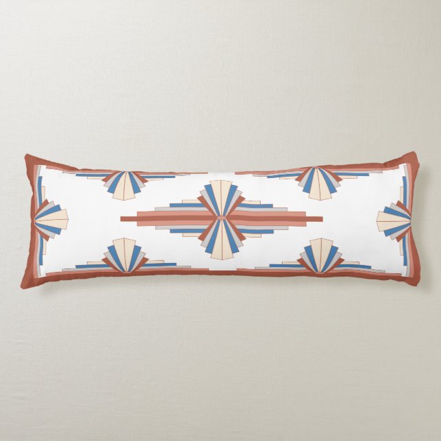 Art deco elements in rose gold,brown & blue body cushion (Front)
