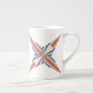 Art deco elements in rose gold,brown & blue bone china mug
