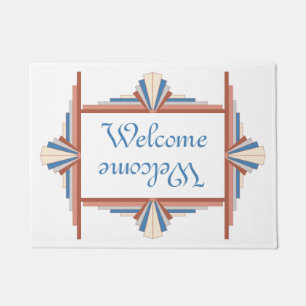 Art deco elements in rose gold, brown & blue mat