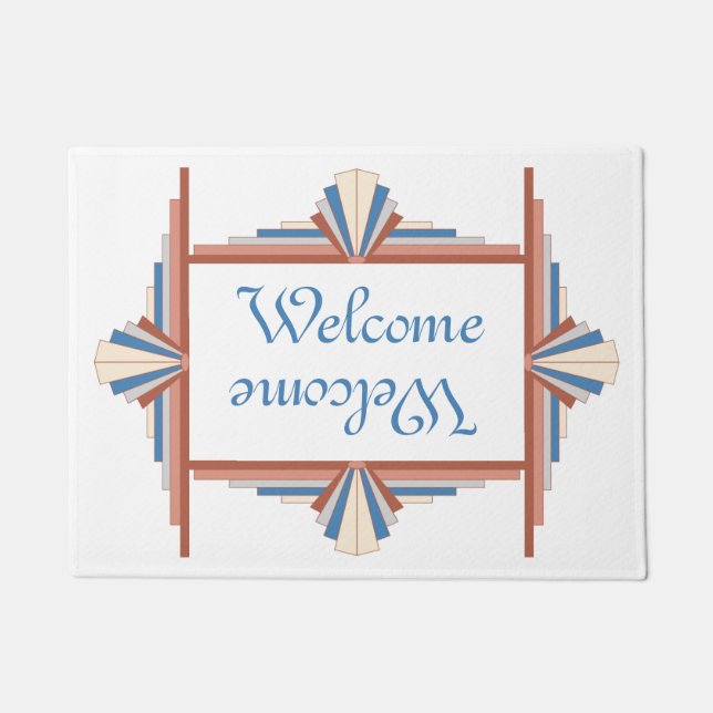 Art deco elements in rose gold, brown & blue mat (Front)