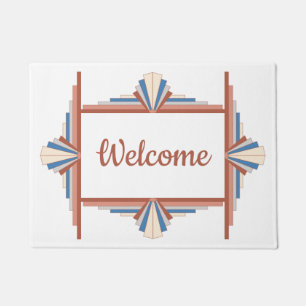 Art deco elements in rose gold, brown & blue mat