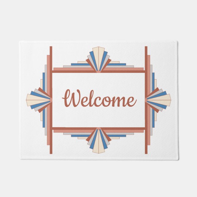 Art deco elements in rose gold, brown & blue mat (Front)