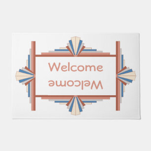 Art deco elements in rose gold, brown & blue mat
