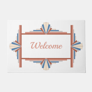 Art deco elements in rose gold, brown & blue mat