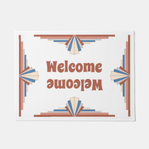 Art deco elements in rose gold, brown & blue mat