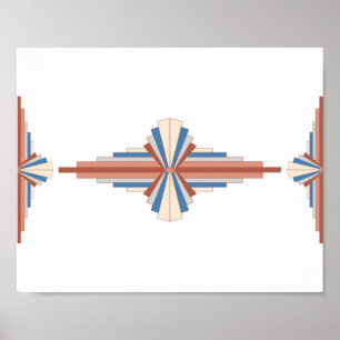 Art deco elements in rose gold,brown & blue poster