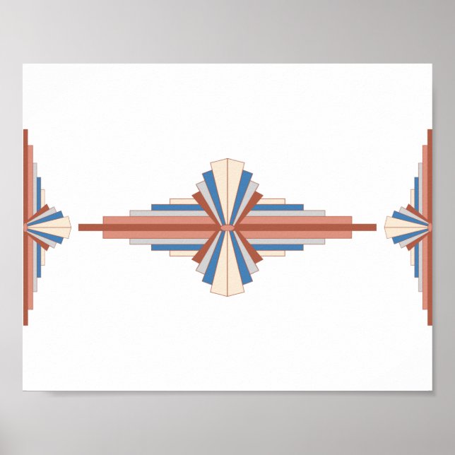 Art deco elements in rose gold,brown & blue poster (Front)