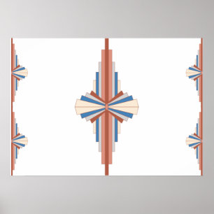 Art deco elements in rose gold,brown & blue poster