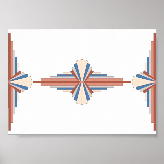 Art deco elements in rose gold,brown & blue poster (Front)