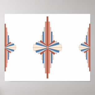 Art deco elements in rose gold,brown & blue poster