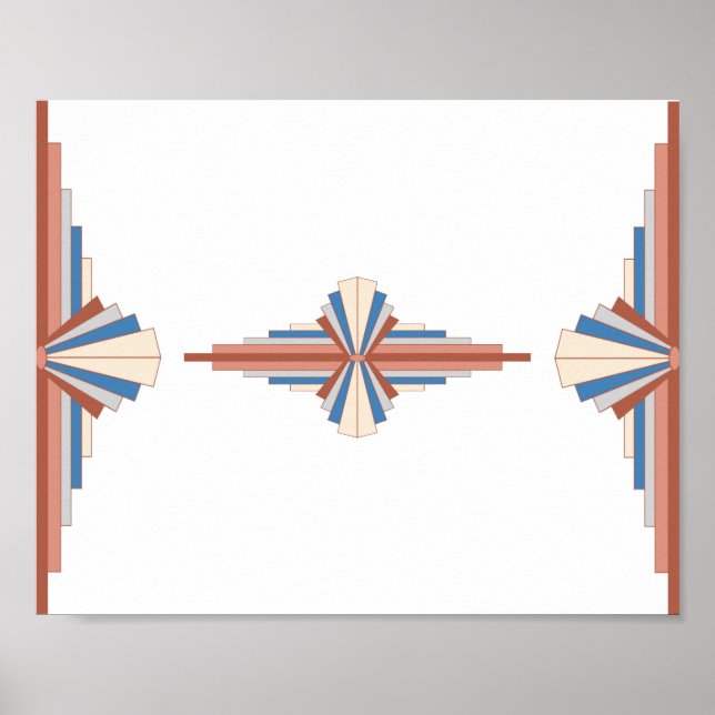 Art deco elements in rose gold,brown & blue poster (Front)