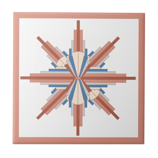 Art deco elements in rose gold,brown & blue tile (Front)