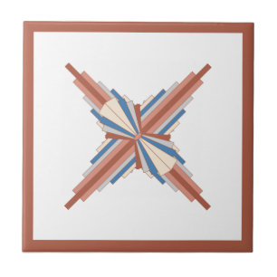 Art deco elements in rose gold,brown & blue tile