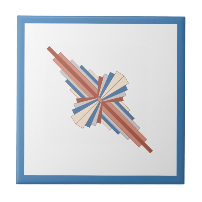 Art deco elements in rose gold,brown & blue tile (Front)
