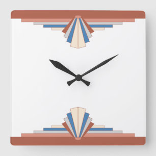 Art deco elements in rose gold & hazy blue01 square wall clock