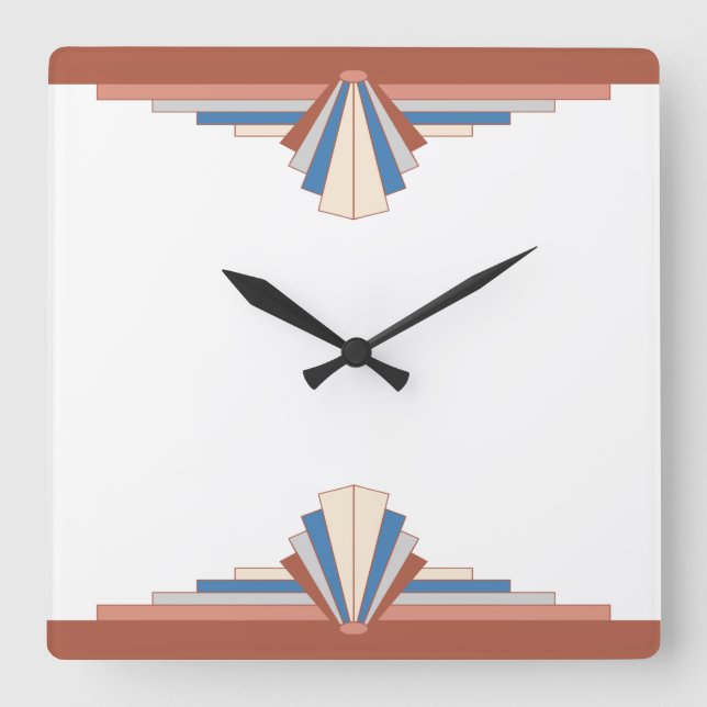 Art deco elements in rose gold & hazy blue01 square wall clock (Front)