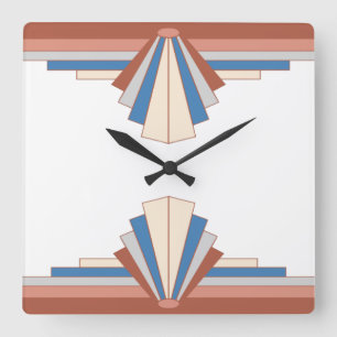 Art deco elements in rose gold & hazy blue02 square wall clock