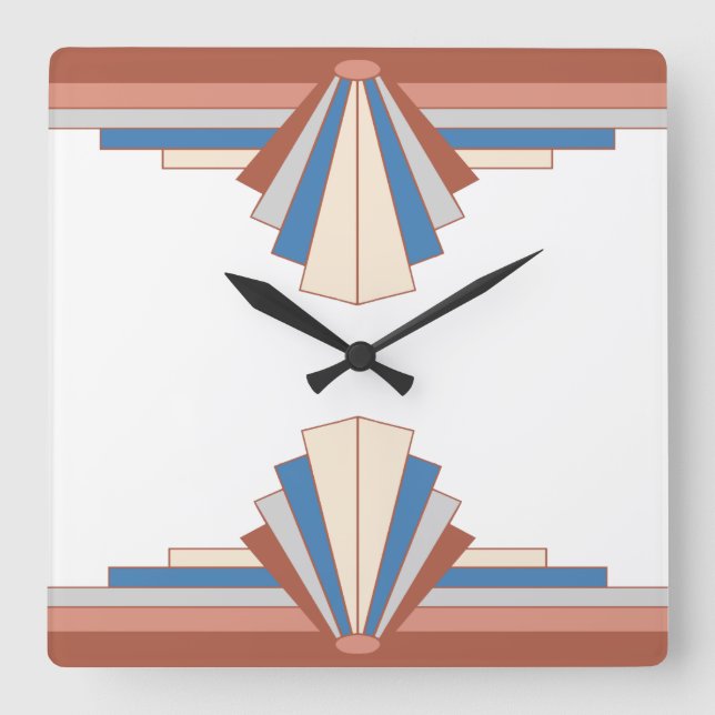 Art deco elements in rose gold & hazy blue02 square wall clock (Front)