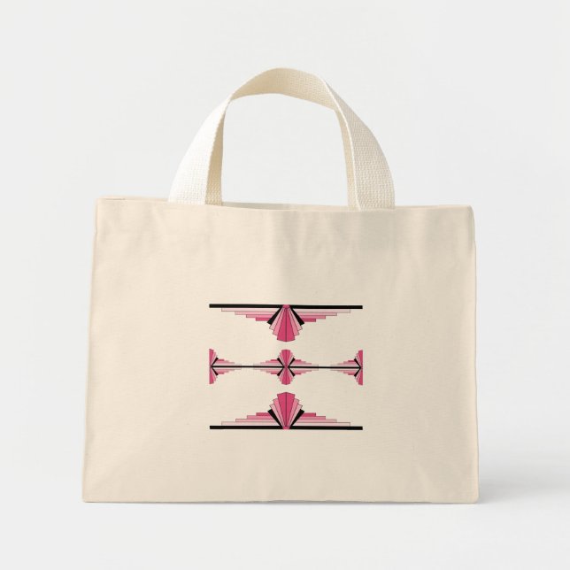 Art deco elements in rose pink mini tote bag (Front)