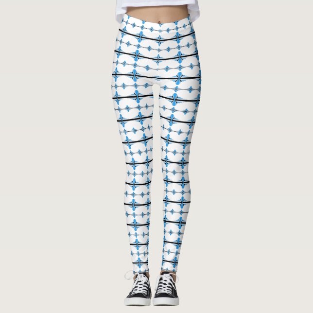 Art deco elements in soft blue leggings (Front)