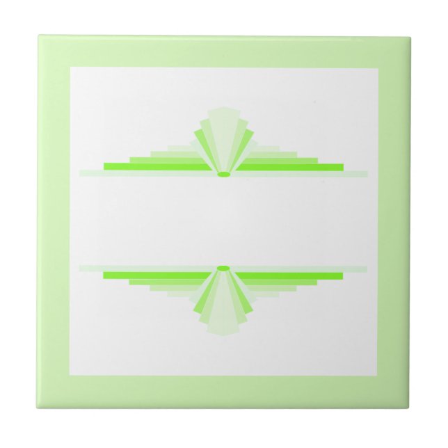 Art deco elements in soft green & lime tile (Front)
