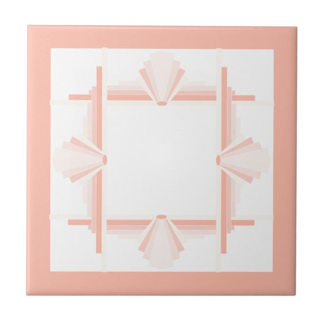 Art deco elements in soft orange & peach tile (Front)