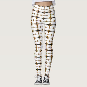 Art deco elements in tan leggings