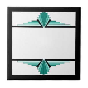 Art deco elements in teal green and black tile