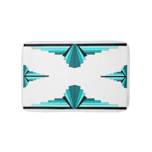 Art deco elements in teal green bath mat