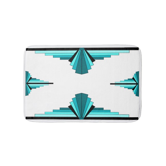 Art deco elements in teal green bath mat (Front)