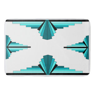 Art deco elements in teal green bath mat
