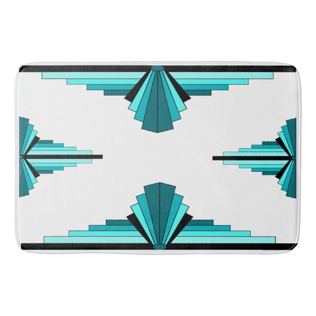 Art deco elements in teal green bath mat (Front)