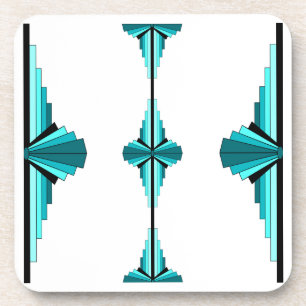 Art deco elements in teal green coaster