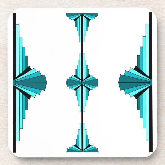 Art deco elements in teal green coaster (Front)